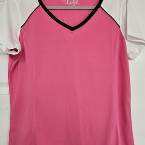 Made for Life Pink and Black Short Sleeve Shirt